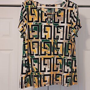 #342 3/$18 - 80 Park Green/Yellow Short Sleeve Top Size XL
